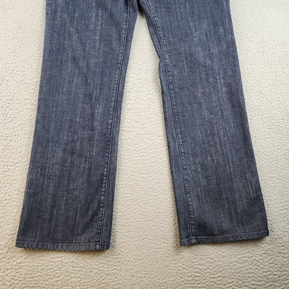 Y2K Flare Leg Jeans Women's 14 Curvy Embroidered Rhinestones Dark Wash Pants - Picture 8 of 12